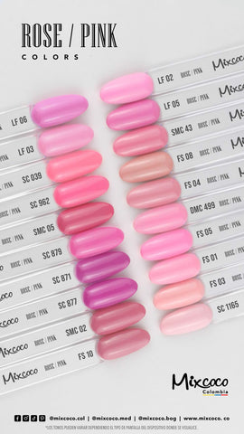 ESMALTE SEMIPERMANENTE MIXCOCO TONOS ROSADOS