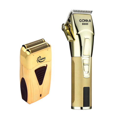 COMBO MAQUINA HORUS+ SHAVER TITANIUM GOLD