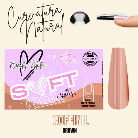 UÑA PRESS ON BEUTY CURVATURA NATURAL COFFIN L ACRYSOFT