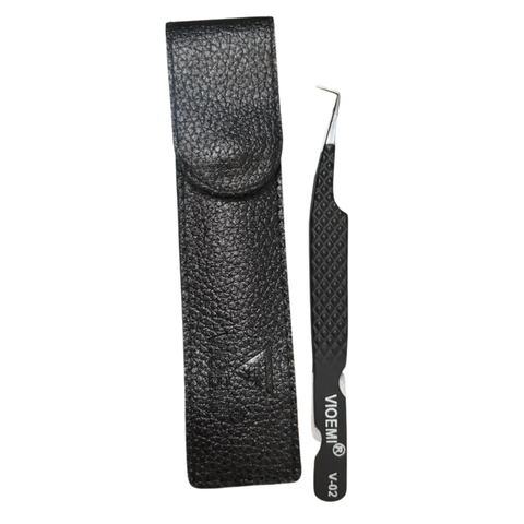´PINZA 3D DELGADA CORRUGADA VIOEMI NEGRA CON ESTUCHE
