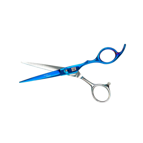 TIJERA MICRODENTADA AZUL/PLATA RAINBOW 6´´ CON ESTUCHE SM