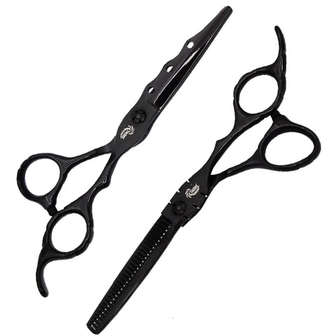 KIT TIJERA LISA Y ENTRESECADORA NEGRAS 6´´