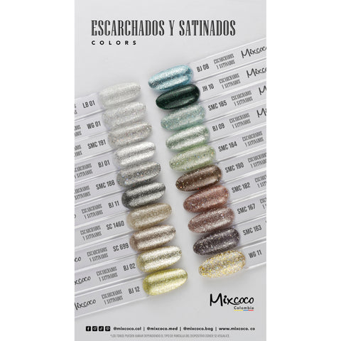 ESMALTE SEMIPERMANENTE MIXCOCO TONOS ESCARCHADOS Y SATINADOS