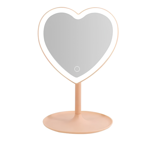 ESPEJO CON LUZ RECARGABLE MESA CORAZON