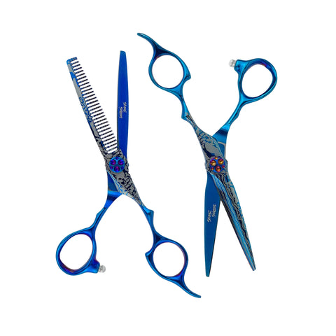 SET TIJERA DESLIZANTE + TIJERA ENRESACADOR AZUL 6.0 REF ST-RK123BL